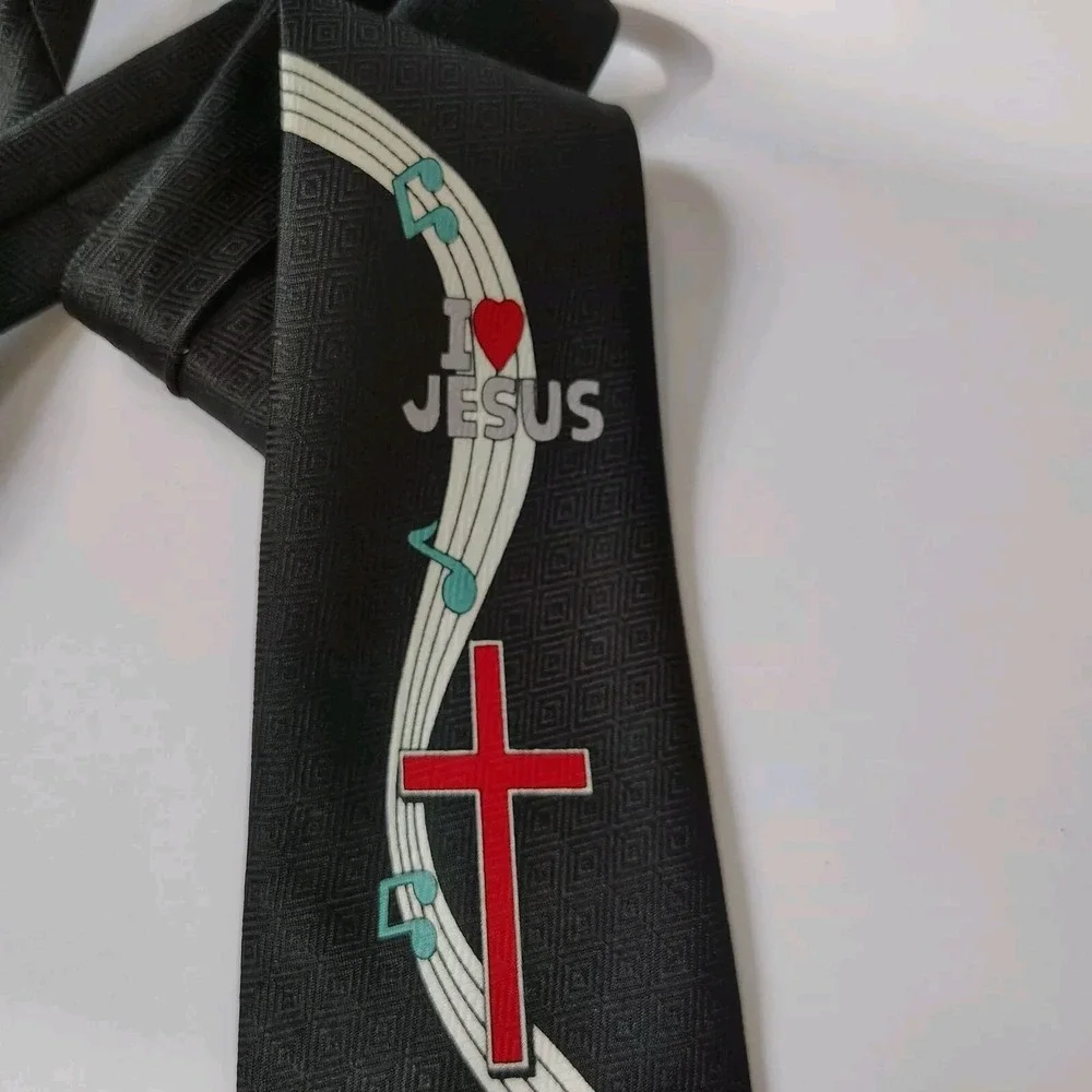 Neck Tie For Men I Heart Jesus The Shepherd,‎ Polyester Hand Made Renaissance